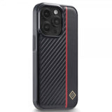 Lc.Imeeke iPhone 15 Pro Skal Kolfibertextur Röd Stripe Svart