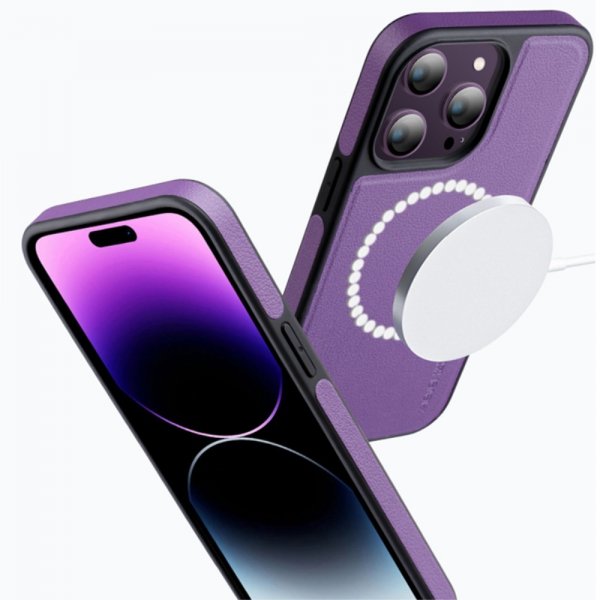 X-Level iPhone 15 Pro Skal Konstläder MagSafe Svart