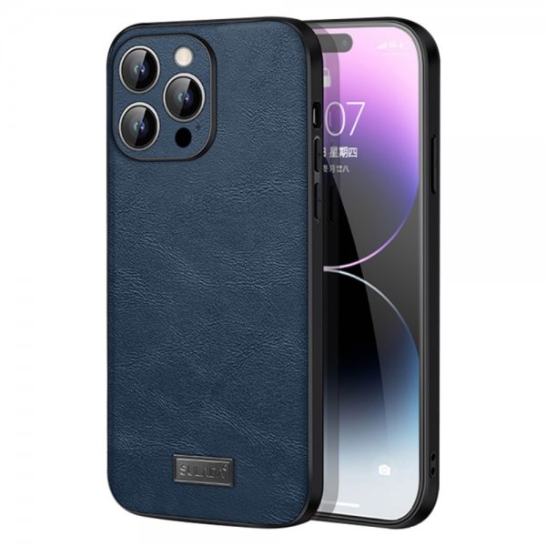 Sulada iPhone 15 Pro Skal Lädertextur Blå