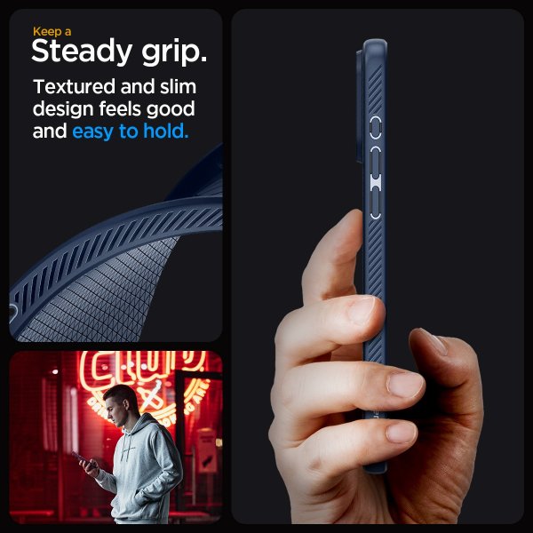Spigen iPhone 15 Pro Skal Liquid Air Navy Blue