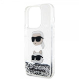 Karl Lagerfeld iPhone 15 Pro Skal Liquid Glitter Karl & Choupette Silver