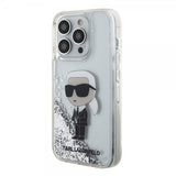 Karl Lagerfeld iPhone 15 Pro Skal Liquid Glitter NFT Karl Silver