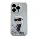 Karl Lagerfeld iPhone 15 Pro Skal Liquid Glitter NFT Karl Silver