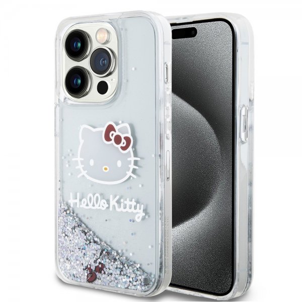 Hello Kitty iPhone 15 Pro Skal Liquid Glitter Translucent