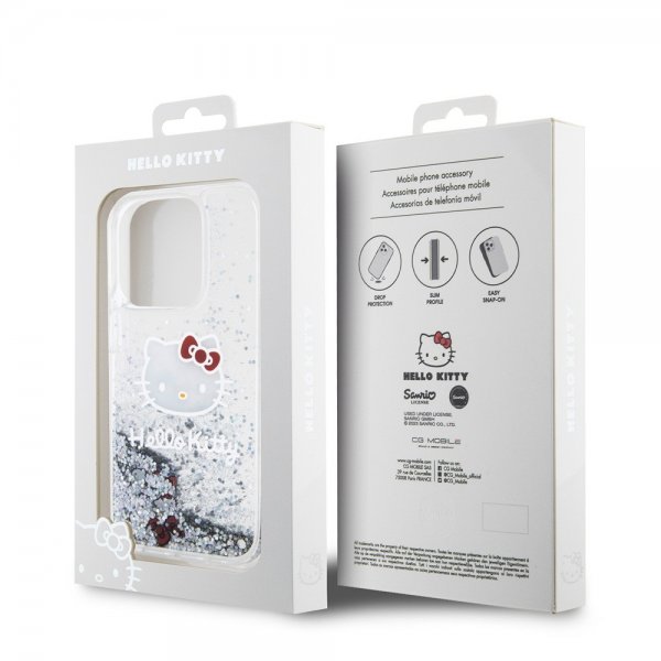 Hello Kitty iPhone 15 Pro Skal Liquid Glitter Translucent