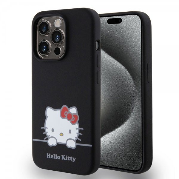 Hello Kitty iPhone 15 Pro Skal Liquid Silicone Svart
