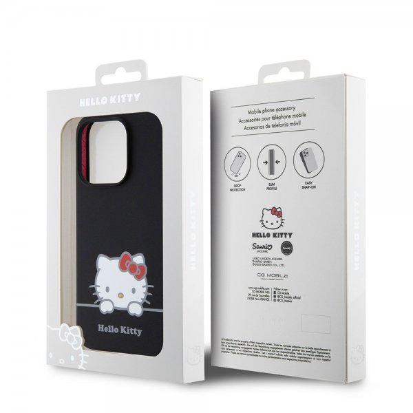 Hello Kitty iPhone 15 Pro Skal Liquid Silicone Svart