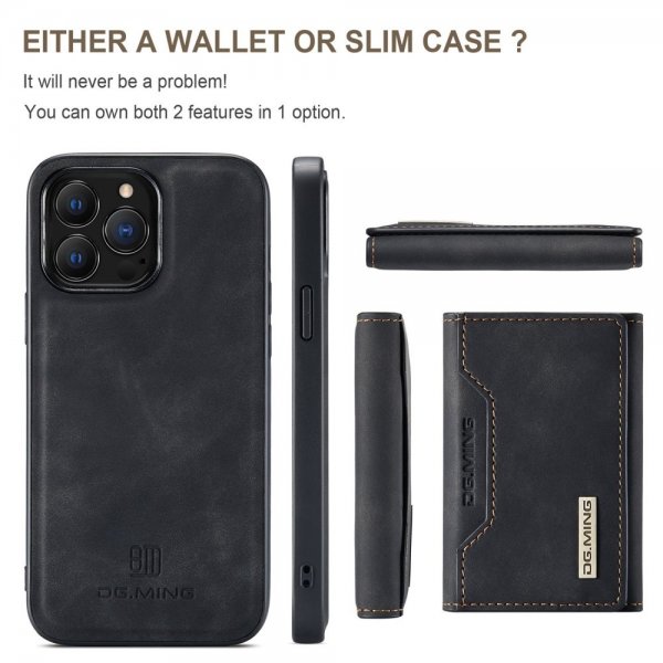 Dg.Ming iPhone 15 Pro Skal M2 Series Löstagbar Korthållare Svart
