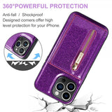 Dg.Ming iPhone 15 Pro Skal M3 Series Löstagbar Korthållare Glitter Lila