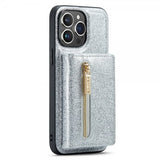 Dg.Ming iPhone 15 Pro Skal M3 Series Löstagbar Korthållare Glitter Silver