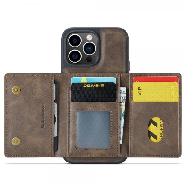 Dg.Ming iPhone 15 Pro Skal M5 Series Löstagbar Korthållare Kaffe