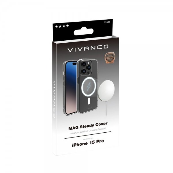 Vivanco iPhone 15 Pro Skal Mag Steady Transparent