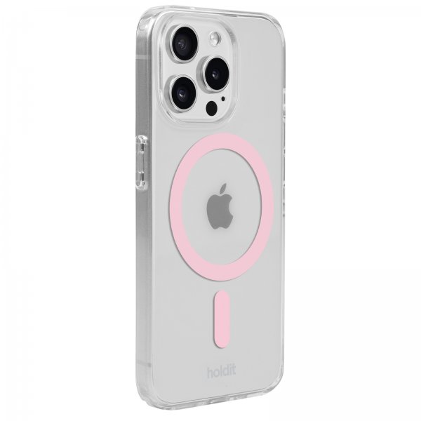 holdit iPhone 15 Pro Skal MagSafe Case Rosa Transparent