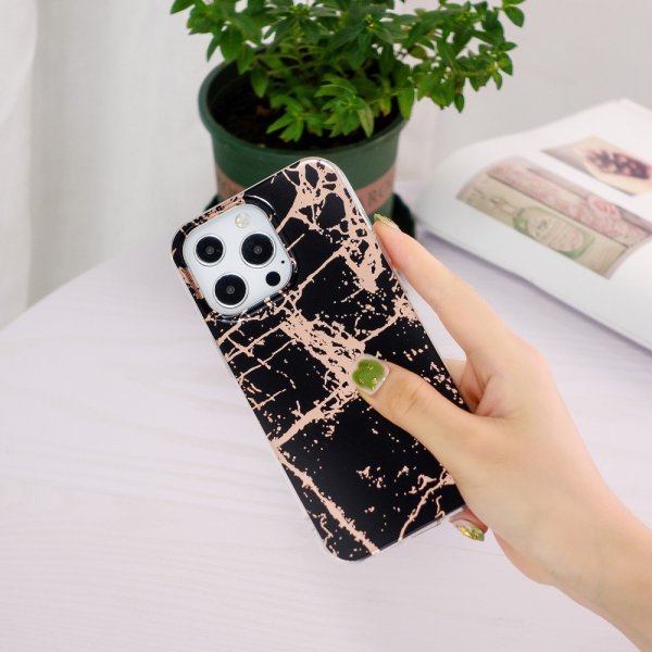 iPhone 15 Pro Skal Marmormönster Svart