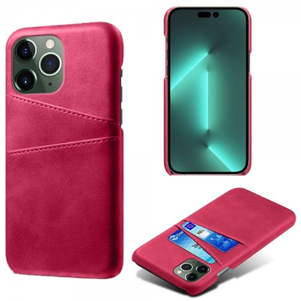 iPhone 15 Pro Skal med två Kortfack Magenta