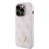 Guess iPhone 15 Pro Skal Metal Logo Strass Crossbody Strap Rosa