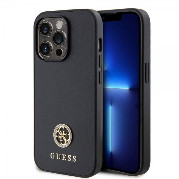 Guess iPhone 15 Pro Skal Metal Logo Strass Svart
