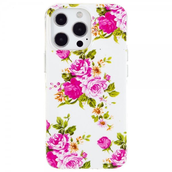 iPhone 15 Pro Skal Motiv Rosor Vit