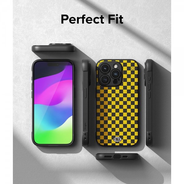 Ringke iPhone 15 Pro Skal Onyx Design Checkerboard Yellow