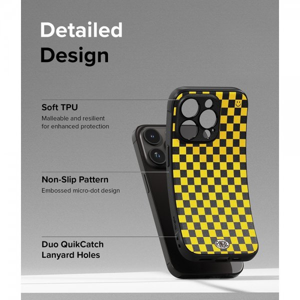 Ringke iPhone 15 Pro Skal Onyx Design Checkerboard Yellow