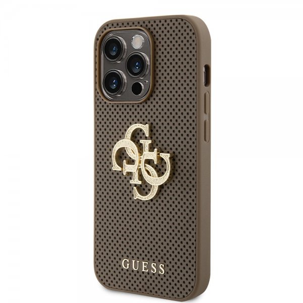 Guess iPhone 15 Pro Skal Perforated Glitter Brun