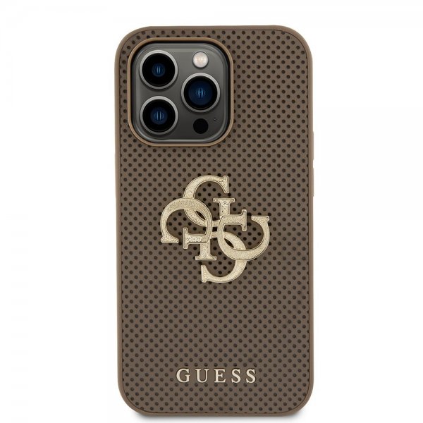 Guess iPhone 15 Pro Skal Perforated Glitter Brun