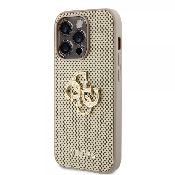 Guess iPhone 15 Pro Skal Perforated Glitter Guld
