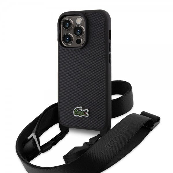 Lacoste iPhone 15 Pro Skal Petit Pique Logo Strap Svart