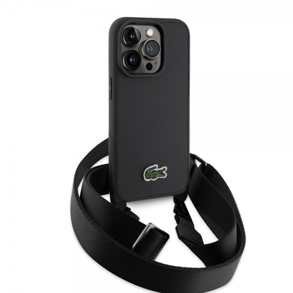 Lacoste iPhone 15 Pro Skal Petit Pique Logo Strap Svart
