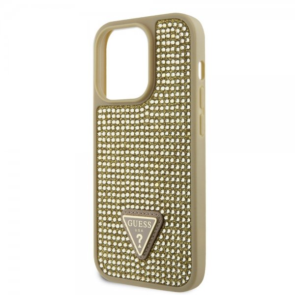 Guess iPhone 15 Pro Skal Rhinestone Guld