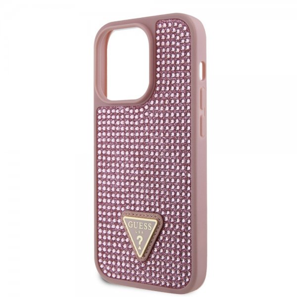 Guess iPhone 15 Pro Skal Rhinestone Rosa