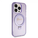Guess iPhone 15 Pro Max Skal Ring Stand Glitter MagSafe Lila