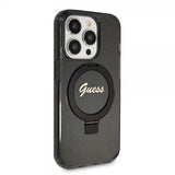 Guess iPhone 15 Pro Skal Ring Stand Glitter MagSafe Svart