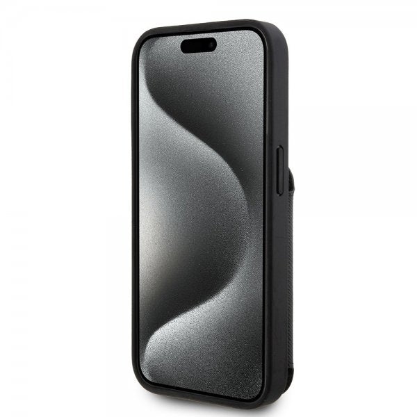 Karl Lagerfeld iPhone 15 Pro Skal Saffiano Card Slots & Stand Svart