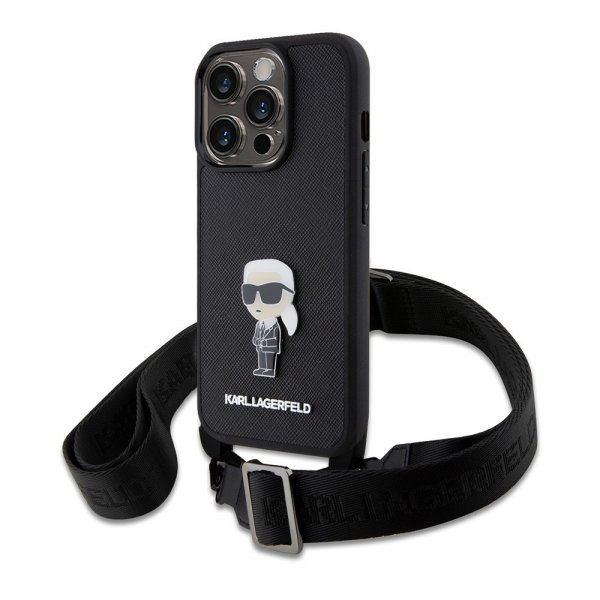 Karl Lagerfeld iPhone 15 Pro Skal Saffiano Crossbody Svart