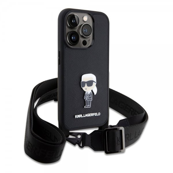 Karl Lagerfeld iPhone 15 Pro Skal Saffiano Crossbody Svart