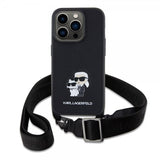 Karl Lagerfeld iPhone 15 Pro Skal Saffiano Karl & Choupette Crossbody Svart