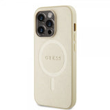 Guess iPhone 15 Pro Skal Saffiano MagSafe Beige