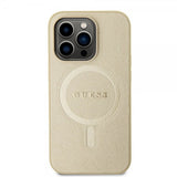 Guess iPhone 15 Pro Skal Saffiano MagSafe Beige