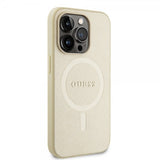 Guess iPhone 15 Pro Skal Saffiano MagSafe Beige