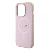 Guess iPhone 15 Pro Skal Saffiano MagSafe Rosa