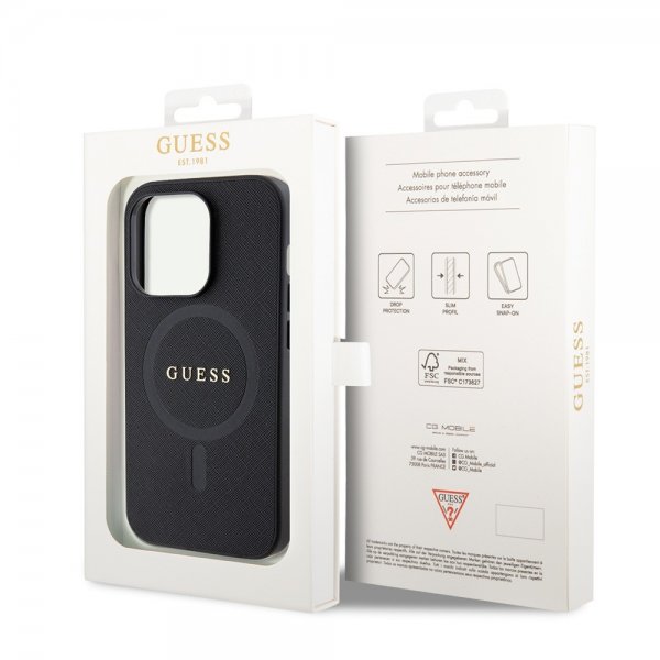 Guess iPhone 15 Pro Skal Saffiano MagSafe Svart