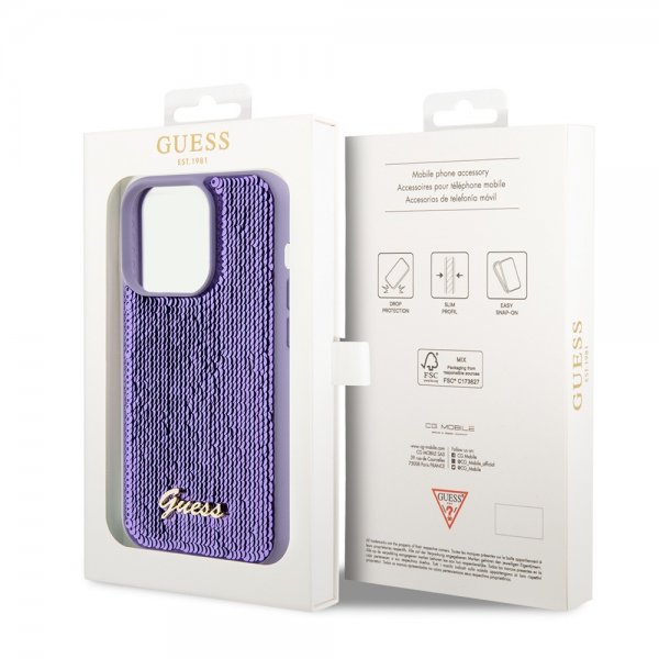 Guess iPhone 15 Pro Skal Sequin Lila