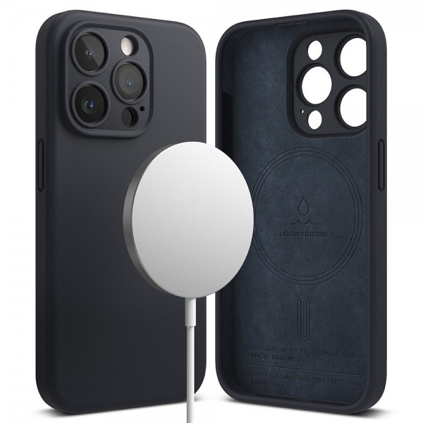 Ringke iPhone 15 Pro Skal Silicone Magnetic Deep Blue