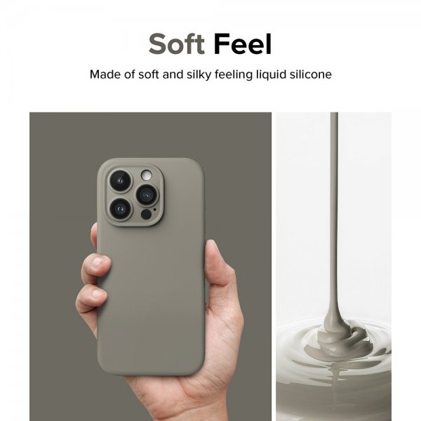 Ringke iPhone 15 Pro Skal Silicone Magnetic Grå