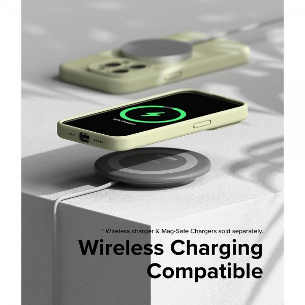 Ringke iPhone 15 Pro Skal Silicone Magnetic Sunny Lime