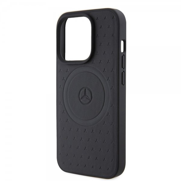 Mercedes Benz iPhone 15 Pro Skal Star Pattern MagSafe Svart