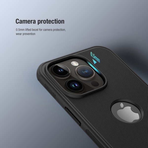 Nillkin iPhone 15 Pro Skal Super Frosted Shield Pro Logo Hole Svart