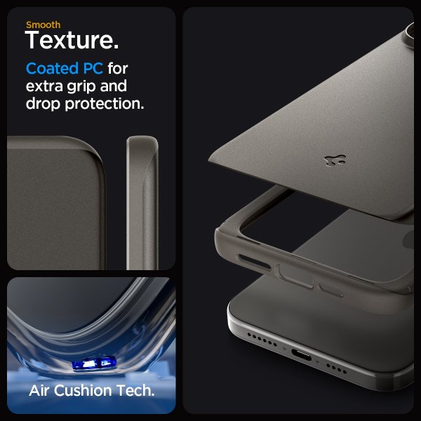 Spigen iPhone 15 Pro Skal Thin Fit Gunmetal