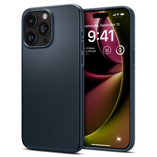 Spigen iPhone 15 Pro Skal Thin Fit Metal Slate